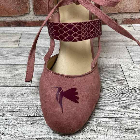 Pink Custom Embellished Ankle Tie Heels - Picture 5 of 7